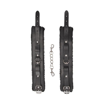 Shots Ouch Black & White Plush Bonded Leather Ankle Cuffs